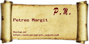 Petres Margit névjegykártya